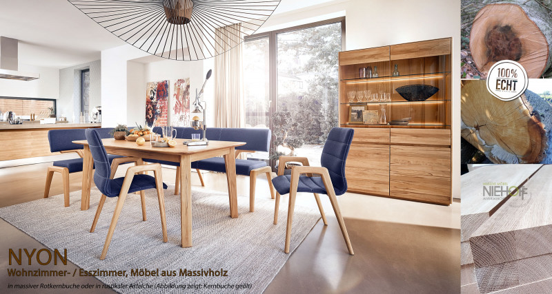 Nyon Wohnen - Ästhetik und handwerkliche Perfektion. Wohnzimmermöbel aus  Massivholz von Wimmer. Von der Natur inspiriert. | Möbel aus Massivholz bei  NIEHOFF