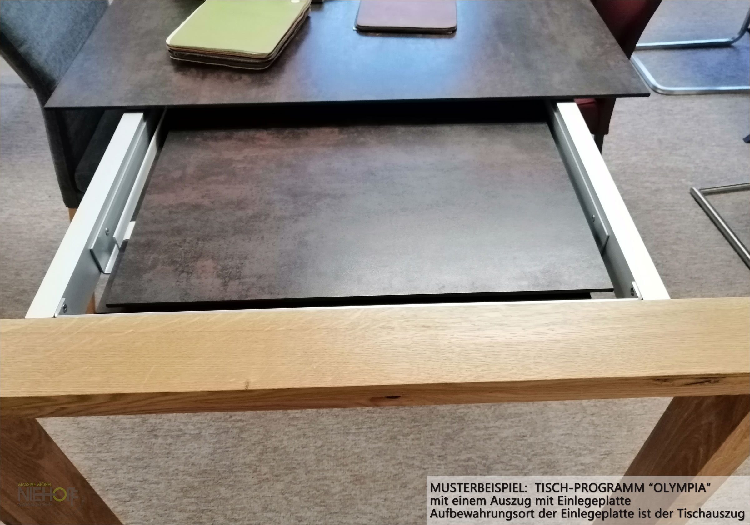 Musterbeispiel Erweiterungsplatte als Einlegeplatte Keramiktisch